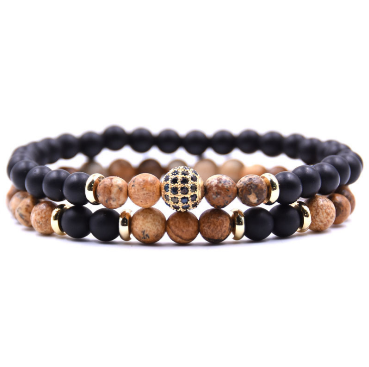 2er Set Naturstein-Armband