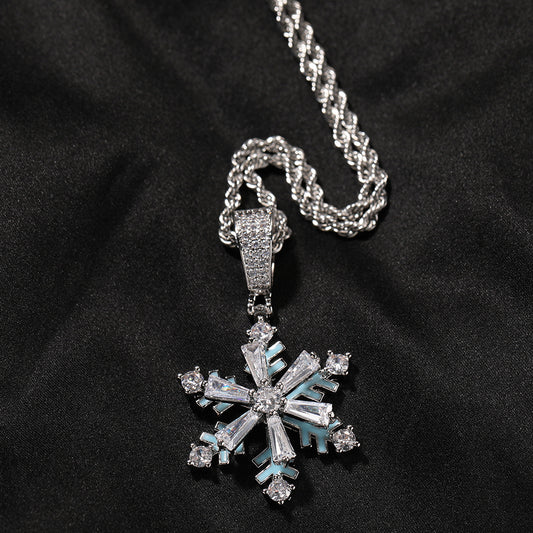 Drehbare/Leuchtende Schneeflocke - Halskette