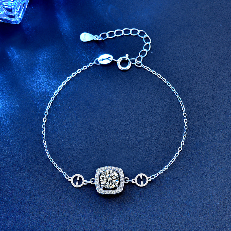 Quadrat Moissanite Silber - Armband