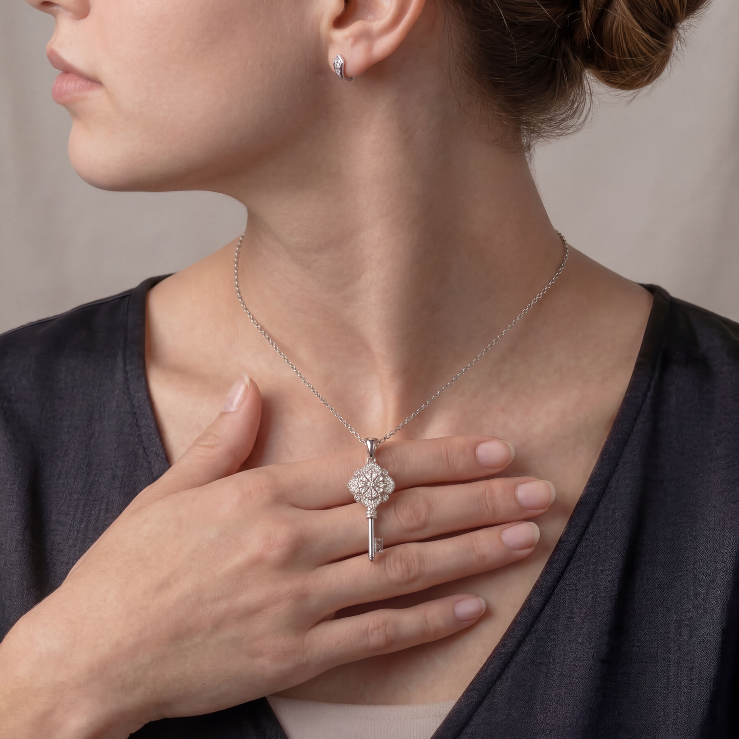 Moissanite Schlüssel - Halskette