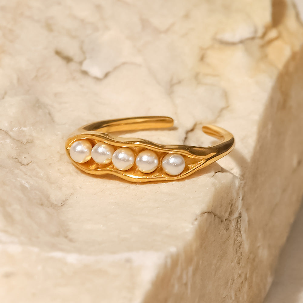 5 Perlen Gold - Ring