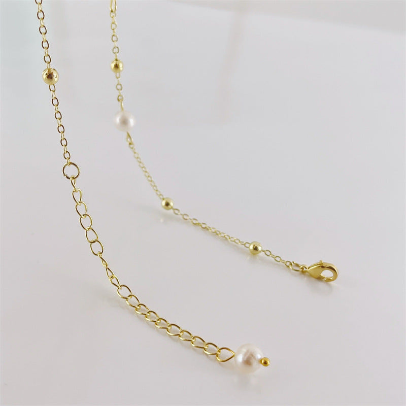 Welchselnde Perlen Goldkugeln - Halskette