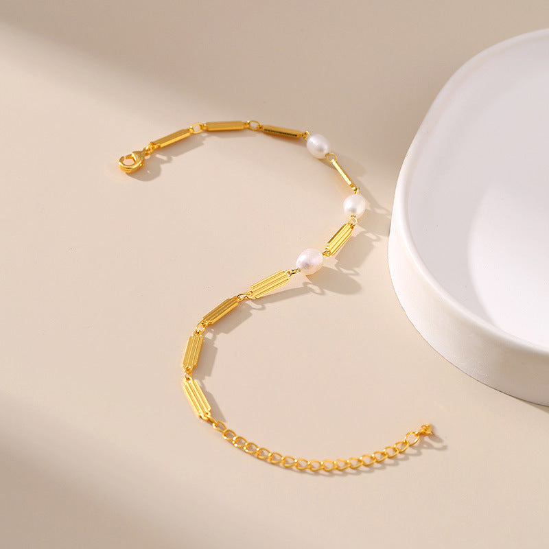 Perlen Goldplatten - Halskette