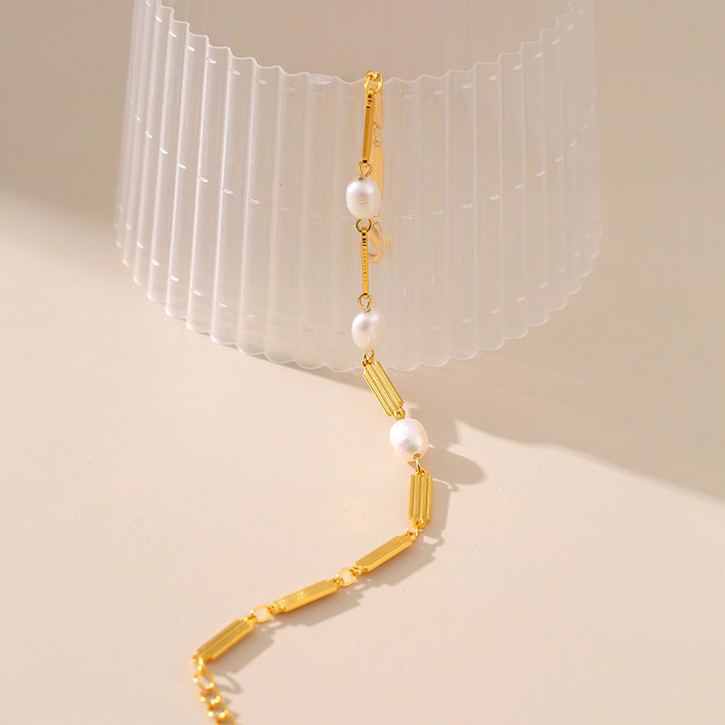 Perlen Goldplatten - Halskette