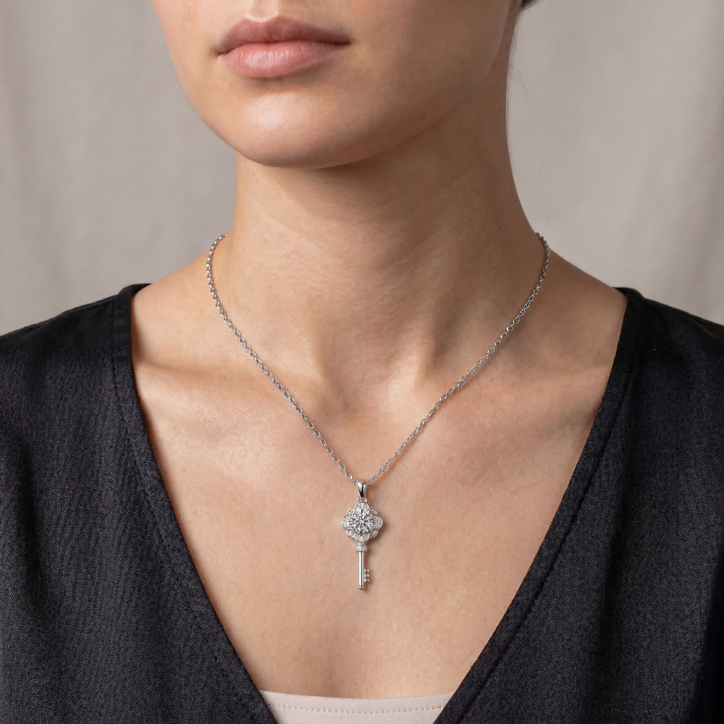 Moissanite Schlüssel - Halskette