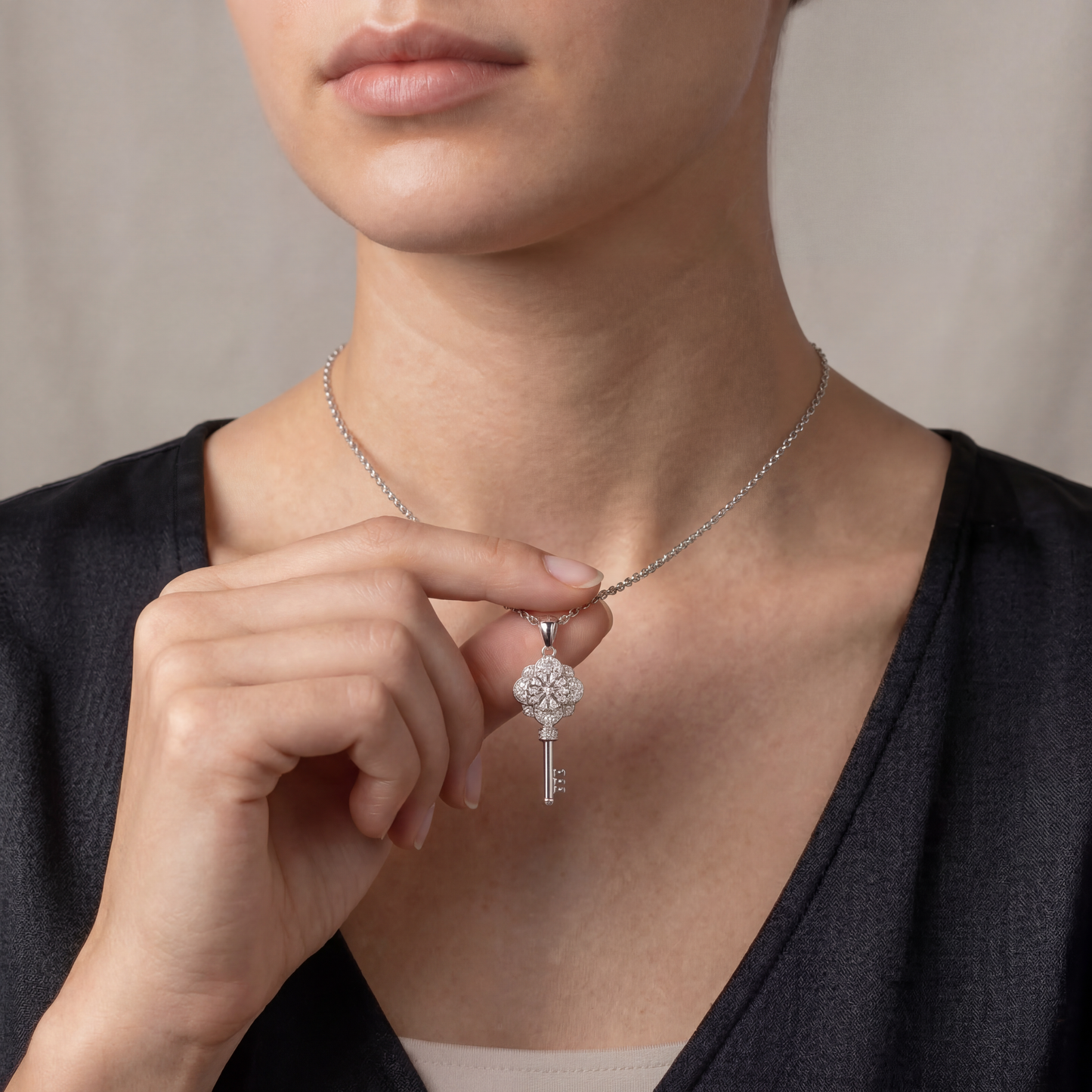 Moissanite Schlüssel - Halskette