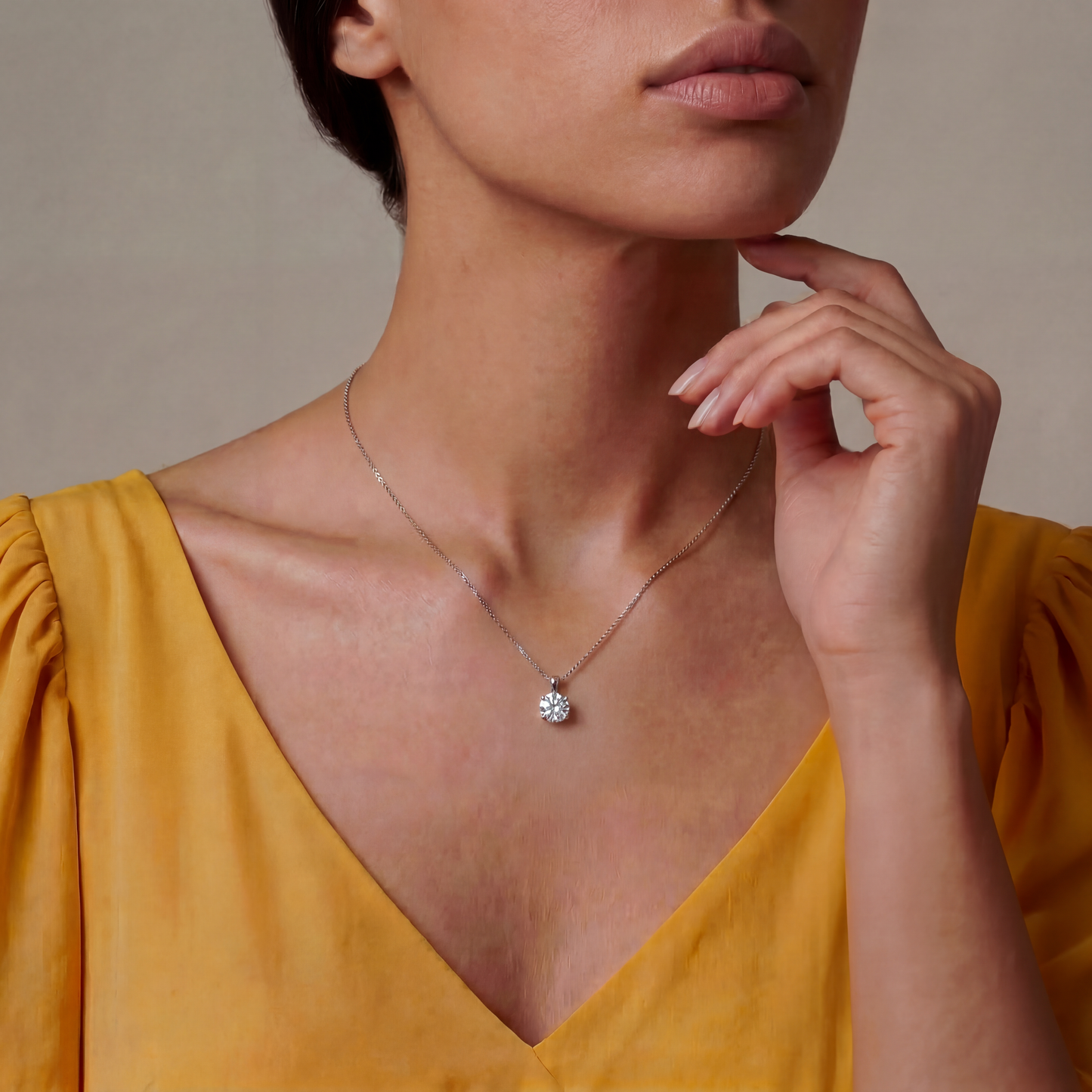 Moissanite Silber - Halskette